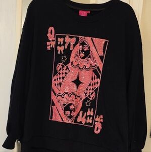 QUEEN OF SPARKLES Black Sweater with Pink Graphic
